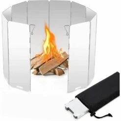 SUPERMARKET Pare-Vent Pliable Aluminium, 10 Plaques Camping Plein Air Pare-Brise, Ultra Iéger Portable Cuisinière Pour Rechaud De Camping, Pique-Nique Cuisinière à Gaz Etc,Superma,argent