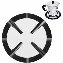 FONTAINEBLEAU Support Pot à Moka Acier Pour Cuisinière Gaz, Métal Réducteur D'anneau De Gaz, Cafetière Réducteur étagère Anneau Pour Cuisson,1pcs, Noir,Fonepro