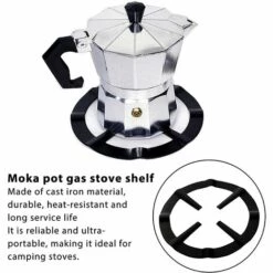 FONTAINEBLEAU Support Pot à Moka Acier Pour Cuisinière Gaz, Métal Réducteur D'anneau De Gaz, Cafetière Réducteur étagère Anneau Pour Cuisson,1pcs, Noir，Fonepro -Pas Cher Réchaud Boutique 56569916 5