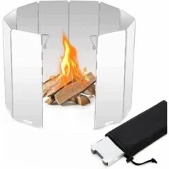 FONTAINEBLEAU Pare-Vent Pliable Aluminium, 10 Plaques Camping Plein Air Pare-Brise, Ultra Iéger Portable Cuisinière Pour Rechaud De Camping, Pique-Nique Cuisinière à Gaz,Fonepro