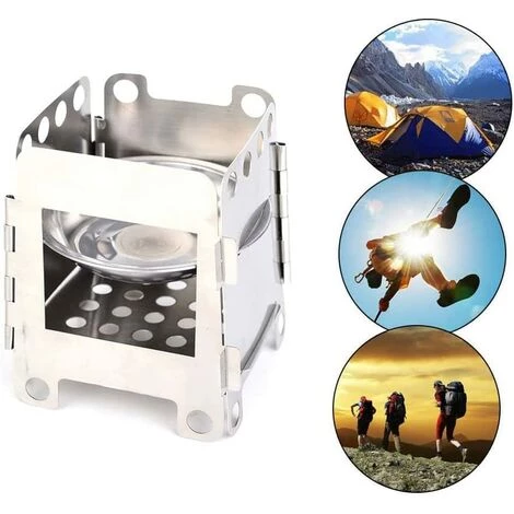 FLYME Réchaud De Camping En Acier Inoxydable, Réchaud à Bois Portable, Réchaud à Alcool De Camping, Pliable, Avec Plateau à Vin En Acier Inoxydable, Pour La Randonnée, Barbecue (argent) 4 FLYME Réchaud De Camping En Acier Inoxydable, Réchaud à Bois Portable, Réchaud à Alcool De Camping, Pliable, Avec Plateau à Vin En Acier Inoxydable, Pour La Randonnée, Barbecue (argent) – Image 2