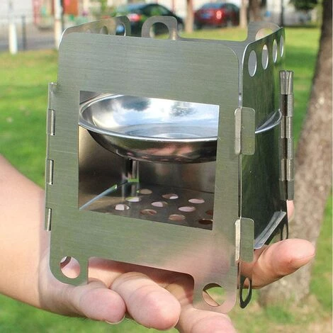 FLYME Réchaud De Camping En Acier Inoxydable, Réchaud à Bois Portable, Réchaud à Alcool De Camping, Pliable, Avec Plateau à Vin En Acier Inoxydable, Pour La Randonnée, Barbecue (argent) 5 FLYME Réchaud De Camping En Acier Inoxydable, Réchaud à Bois Portable, Réchaud à Alcool De Camping, Pliable, Avec Plateau à Vin En Acier Inoxydable, Pour La Randonnée, Barbecue (argent) – Image 3