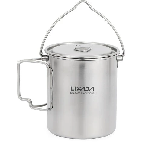 LIXADA Tasse à Eau Portable En Acier Inoxydable De 750 Ml Avec Couvercle Et Poignée Pliable Camping En Plein Air Cuisson Pique-nique , Pot - Pot 3 LIXADA Tasse à Eau Portable En Acier Inoxydable De 750 Ml Avec Couvercle Et Poignée Pliable Camping En Plein Air Cuisson Pique-nique , Pot - Pot