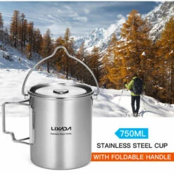 LIXADA Tasse à Eau Portable En Acier Inoxydable De 750 Ml Avec Couvercle Et Poignée Pliable Camping En Plein Air Cuisson Pique-nique , Pot - Pot 9 LIXADA Tasse à Eau Portable En Acier Inoxydable De 750 Ml Avec Couvercle Et Poignée Pliable Camping En Plein Air Cuisson Pique-nique , Pot - Pot -Pas Cher Réchaud Boutique 56806727 3