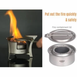 LIXADA Ultra Light Titanium Camping Stove Alcohol Stove, Outdoor Camping Backpacking Picnic Fishing Hiking Cooker With Fire Fighting Cover -Pas Cher Réchaud Boutique 57126493 3