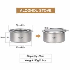 LIXADA Ultra Light Titanium Camping Stove Alcohol Stove, Outdoor Camping Backpacking Picnic Fishing Hiking Cooker With Fire Fighting Cover -Pas Cher Réchaud Boutique 57126493 5