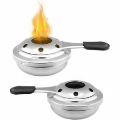 FLYME 2 Pcs Réchaud à Alcool, Réchaud à Alcool Portable En Acier Inoxydable, Brûleur D'alcool Pour Fondue, Pour Le Camping En Plein Air Ou La Panique, Détachable Et Non Toxique, Durable Et écologique