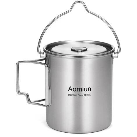 Aomiun 750 Ml En Acier Inoxydable Pot Portable Tasse à Eau Tasse Avec Couvercle Et Poignée Pliable Camping En Plein Air Cuisine Pique-nique - Pot - Pot 3 Aomiun 750 Ml En Acier Inoxydable Pot Portable Tasse à Eau Tasse Avec Couvercle Et Poignée Pliable Camping En Plein Air Cuisine Pique-nique - Pot - Pot