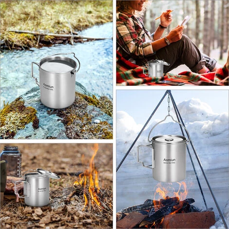 Aomiun 750 Ml En Acier Inoxydable Pot Portable Tasse à Eau Tasse Avec Couvercle Et Poignée Pliable Camping En Plein Air Cuisine Pique-nique - Pot - Pot 5 Aomiun 750 Ml En Acier Inoxydable Pot Portable Tasse à Eau Tasse Avec Couvercle Et Poignée Pliable Camping En Plein Air Cuisine Pique-nique - Pot - Pot – Image 3