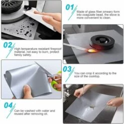 CHANCEY 8Pcs Plaque De Cuisson à Gaz Protection En Téflon Argent Plaque Cuisson Gaz Protection Gaziniere Gaz Protection Cuisinière à Brûleurs Gaz Protection Anti-corrosion Anti-adhésif Pour Cuisine，SEMAket -Pas Cher Réchaud Boutique 58806166 4