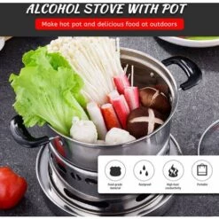 TANCYCO Réchaud à Alcool En Acier Inoxydable Extérieur Avec Pot Brûleur Portable Antirouille Anti-corrosion Cuisson Barbecue Camping Randonnée Pique-nique -Pas Cher Réchaud Boutique 59149645 3