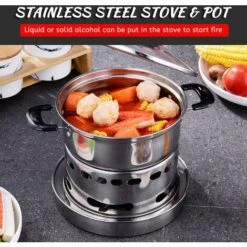 TANCYCO Réchaud à Alcool En Acier Inoxydable Extérieur Avec Pot Brûleur Portable Antirouille Anti-corrosion Cuisson Barbecue Camping Randonnée Pique-nique -Pas Cher Réchaud Boutique 59149645 4