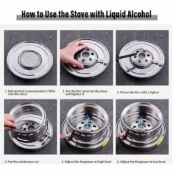 TANCYCO Réchaud à Alcool En Acier Inoxydable Extérieur Avec Pot Brûleur Portable Antirouille Anti-corrosion Cuisson Barbecue Camping Randonnée Pique-nique -Pas Cher Réchaud Boutique 59149645 5