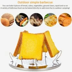 ASUPERMALL Réchaud De Camping Pliant Grille-pain Grille-pain En Acier Inoxydable 4 Tranches Grille-pain Portable Extérieur Pour Camping Randonnée Pique-nique Barbecue, Argent -Pas Cher Réchaud Boutique 59849367 5