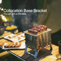 TANCYCO Réchaud De Camping Pliable Barbecue Grill En Acier Inoxydable Poêle à Barbecue Poêle à Bois Randonnée En Plein Air Gril De Pique-nique,Base,L -Pas Cher Réchaud Boutique 59952942 4