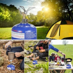 TANCYCO Aomiun 45g Ultraléger Mini Brûleur De Cuisine De Poche Pliant Camping Réchaud à Gaz 3000W Acier Inoxydable Portable Réchaud Extérieur Pour Camping Randonnée Pique-Nique Pêche Randonnée,Argent, -Pas Cher Réchaud Boutique 59953137 4