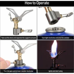 TANCYCO Aomiun 45g Ultraléger Mini Brûleur De Cuisine De Poche Pliant Camping Réchaud à Gaz 3000W Acier Inoxydable Portable Réchaud Extérieur Pour Camping Randonnée Pique-Nique Pêche Randonnée,Argent, -Pas Cher Réchaud Boutique 59953137 5
