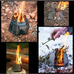 TANCYCO Poêle à Bois Pliant Ultraléger En Acier Inoxydable Avec Plateau à Alcool Pour Camping Pêche Randonnée Randonnée,,Trois -Pas Cher Réchaud Boutique 59953199 5