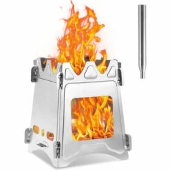 TANCYCO Poêle à Bois Pliant Compact Pour Pique-nique De Cuisine En Camping En Plein Air,Argent,