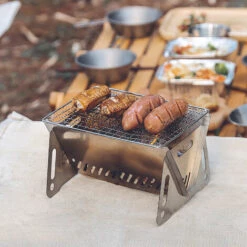 TANCYCO Poêle à Bois De Camping Avec Plaque De Gril En Plein Air Portable Pliant En Acier Inoxydable Sac à Dos Cuisinière,Argent, -Pas Cher Réchaud Boutique 59953336 3
