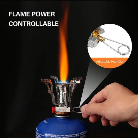 TANCYCO Aomiun Mini Brûleur De Cuisson De Poche Super Léger Pliant Camping Réchaud à Gaz 3000W Réchaud Pliant Extérieur Pour Camping Randonnée Pique-Nique Pêche Randonnée,Argent, 4 TANCYCO Aomiun Mini Brûleur De Cuisson De Poche Super Léger Pliant Camping Réchaud à Gaz 3000W Réchaud Pliant Extérieur Pour Camping Randonnée Pique-Nique Pêche Randonnée,Argent, – Image 2