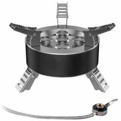 TANCYCO 12800W Camping Cuisinière à Gaz Coupe-vent 5 Brûleurs Cuisinière à Gaz Pliable Réchaud Pour La Pêche En Plein Air Randonnée Voyage,,12800W