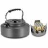 Jardin Piscine Réchaud à Gaz Bouilloire à Eau Portable 1.6L Pot à Eau Théière Cafetière Bouilloire à Thé En Alumine D'intérieur Avec Réchaud à Alcool En Cuivre - 1.6L LangRay