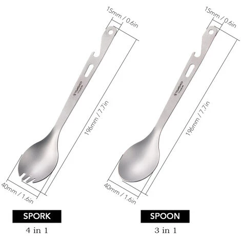 TOMSHOO 4-en-1 Titanium Spork Avec Cuillère Fourchette Cuillère Clé Décapsuleur Portable Extérieur Couverts Vaisselle Pour Camping Randonnée Pique-Nique 4 TOMSHOO 4-en-1 Titanium Spork Avec Cuillère Fourchette Cuillère Clé Décapsuleur Portable Extérieur Couverts Vaisselle Pour Camping Randonnée Pique-Nique – Image 2