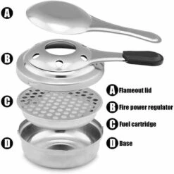 FR-LIFE BR-Vie 2 Pcs Réchaud à Alcool, Réchaud à Alcool Portable En Acier Inoxydable, Brûleur D'alcool Pour Fondue, Pour Le Camping En Plein Air Ou La Panique, Détachable Et Non Toxique, Durable Et écologique -Pas Cher Réchaud Boutique 61047967 3