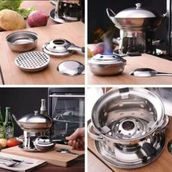 FR-LIFE BR-Vie 2 Pcs Réchaud à Alcool, Réchaud à Alcool Portable En Acier Inoxydable, Brûleur D'alcool Pour Fondue, Pour Le Camping En Plein Air Ou La Panique, Détachable Et Non Toxique, Durable Et écologique -Pas Cher Réchaud Boutique 61047967 5