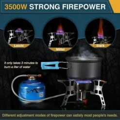 EAUDACè Réchaud Camping Gaz Portable Pliable Coupe-Vent Brûleur Camping Mini 3900W Ultra-Léger Allumage Piézo Poêle Gaz Camping Pour Randonnée/Outdoor/Barbecue/Trekking， -Pas Cher Réchaud Boutique 63539601 5