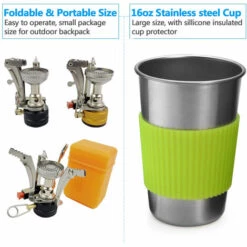 SLI-RES Kit De Casseroles Camping, Ustensiles De Cuisine De Camping En Aluminium Durable, Camping Ustensiles Complets Avec Réchaud De Camping Portable Ultraléger Pour Camping, Randonnée, Pêche (Mélanger) Lot De 9，Lilaris -Pas Cher Réchaud Boutique 63566545 3