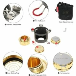 MEZHENG Camping Outdoor Spirit Brûleur à Alcool Réchaud De Camping Four Support Ensemble De Supportr -Pas Cher Réchaud Boutique 64119140 2
