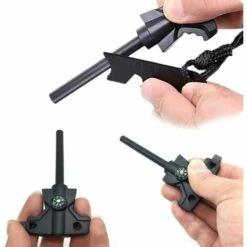 FOZIY Pierre A Feu, Pierre à Feu En Magnésium, Silex De Survie, Traditionne Firesteel, Allume-feu Multifonctionnel En Magnésium, Fire Steel Avec Boussole, Imperméable, Adapté à La Survie En Plein Air Noir，Fonepro -Pas Cher Réchaud Boutique 64171435 4