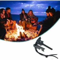 FOZIY Pierre A Feu, Pierre à Feu En Magnésium, Silex De Survie, Traditionne Firesteel, Allume-feu Multifonctionnel En Magnésium, Fire Steel Avec Boussole, Imperméable, Adapté à La Survie En Plein Air Noir，Fonepro -Pas Cher Réchaud Boutique 64171435 5