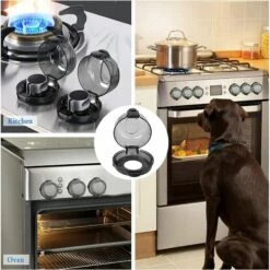 MERéTéET Couverture De Bouton De Gaz Couvercle De Sécurité Pour Bouton De Four Résistant à La Chaleur Couvercle De Protection De Gaz Protecteur De Boutons De Four Pour Sécurité De Enfants 8.4*7.7*5cm Noir 2 Pcs，KoleZy -Pas Cher Réchaud Boutique 64566145 3