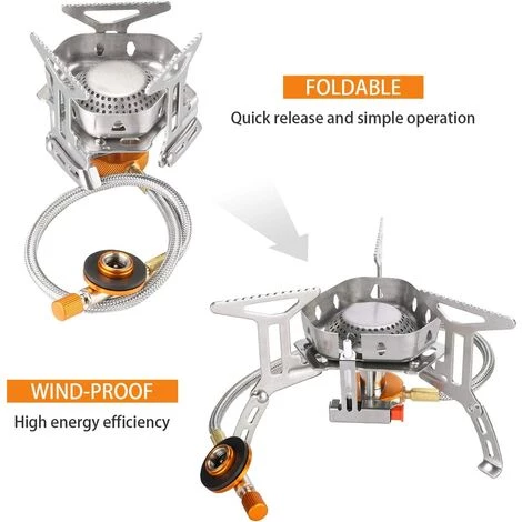 OSQI Réchaud De Camping à Gaz, Brûleur De Camping, Réchaud D'extérieur Pliable Ultraléger, Coupe-vent Et Avec Allumage Piezo Pour La Randonnée, Les Festivals, Les Pique-niques 4 OSQI Réchaud De Camping à Gaz, Brûleur De Camping, Réchaud D'extérieur Pliable Ultraléger, Coupe-vent Et Avec Allumage Piezo Pour La Randonnée, Les Festivals, Les Pique-niques – Image 2