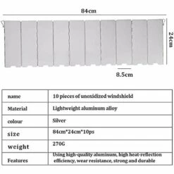 OSQI 10 Pièces Pare-Brise De Réchaud Extérieur Pliant, Pare-Brise De Réchaud En Acier Inoxydable, Pare-Brise De Réchaud De Camping En Plaque En Aluminium Avec Sac De Transport, Convient Pour Le Camping, Le Pique-Nique, La Randonnée, La Cuisine -Pas Cher Réchaud Boutique 65506469 2
