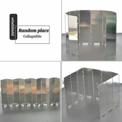 OSQI 10 Pièces Pare-Brise De Réchaud Extérieur Pliant, Pare-Brise De Réchaud En Acier Inoxydable, Pare-Brise De Réchaud De Camping En Plaque En Aluminium Avec Sac De Transport, Convient Pour Le Camping, Le Pique-Nique, La Randonnée, La Cuisine -Pas Cher Réchaud Boutique 65506469 5