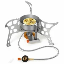 MèREÉTERNEL Réchaud Camping Gaz Portable Pliable Coupe-Vent Brûleur Camping Mini 3900W Ultra-Léger Allumage Piézo Poêle Gaz Camping Pour Randonnée/Outdoor/Barbecue/Trekking Ternel