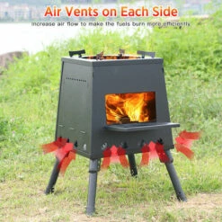LITZEE Réchaud à Gaz Réchaud De Camping Pliant Réchaud à Bois Portable Avec Pieds Rétractables Pour Le Camping Randonnée Sac à Dos Réchaud De Cuisine En Plein Air - S-Noir Réchaud à Gaz -Pas Cher Réchaud Boutique 65812995 4