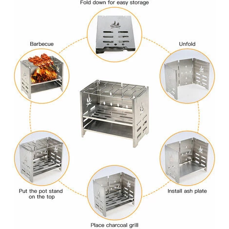 LITZEE Réchaud à Gaz Réchaud De Camping Pliable En Acier Inoxydable Portable Avec Plateau à Alcool Et Soufflet Pour Barbecue Pique-nique - Argent Réchaud à Gaz 4 LITZEE Réchaud à Gaz Réchaud De Camping Pliable En Acier Inoxydable Portable Avec Plateau à Alcool Et Soufflet Pour Barbecue Pique-nique - Argent Réchaud à Gaz – Image 2