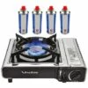 Réchaud Gaz 2200W INOX Portable Allumage Piézo FIVESTAR + 4 Cartouches De Gaz Butane 227 Gr Camping Chantier Terrasse -Pas Cher Réchaud Boutique 65976326 1