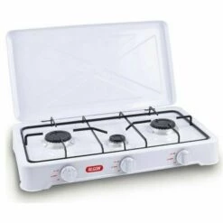 BRICOMARTEAU Cuisinière à Gaz Algon Blanc (3 Feux à Gaz) (60 X 33 X 10 Cm) Acier émaillé