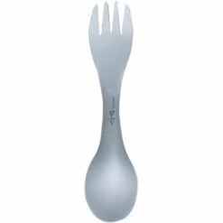 JOORRT Cuillere Et Fourchette Ultra-Legeres A Double Usage, Equipement De Camping Portable 2 En 1, Couleur Titane (Sans Sac)