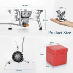 LTS FAFA Réchaud De Camping, 3900W Mini Brûleur Pliable, Réchaud à Gaz De Camping Portable Avec Allumage Piézo, Brûleur à Gaz Anti-Vent Pour Randonnée, Outdoor, Pique-Nique, Barbecue, Trekking -Pas Cher Réchaud Boutique 66347497 2