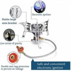 LTS FAFA Réchaud De Camping, 3900W Mini Brûleur Pliable, Réchaud à Gaz De Camping Portable Avec Allumage Piézo, Brûleur à Gaz Anti-Vent Pour Randonnée, Outdoor, Pique-Nique, Barbecue, Trekking -Pas Cher Réchaud Boutique 66347497 3