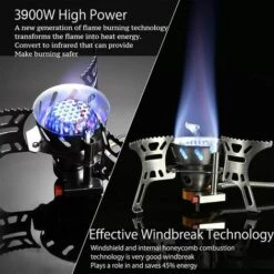 LTS FAFA Réchaud De Camping, 3900W Mini Brûleur Pliable, Réchaud à Gaz De Camping Portable Avec Allumage Piézo, Brûleur à Gaz Anti-Vent Pour Randonnée, Outdoor, Pique-Nique, Barbecue, Trekking -Pas Cher Réchaud Boutique 66347497 5