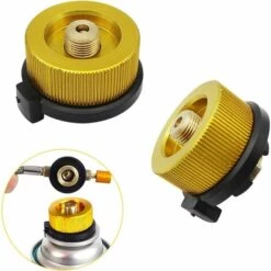 2 Pcs Adaptateur De Bouteille De Gaz De Camping Adaptateur Gaz Conversion Tête Adaptateur Connecteur De Buse Rechaud De Gaz Valve Adaptateur Pour Bidon En Butane à Visser Sur La (jaune, 3.5*3*4.1cm)——Adélala