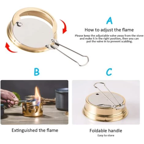 Réchaud Camping Four Poêle En Alliage De Cuivre Brûleur D'alcool Camping Cuisine Avec Support Couleur D'or -Adélala 5 Réchaud Camping Four Poêle En Alliage De Cuivre Brûleur D'alcool Camping Cuisine Avec Support Couleur D'or -Adélala – Image 3
